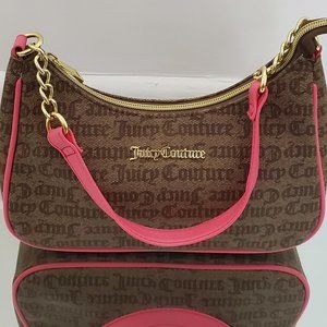 Juicy Couture Gold Chain Hangbag/Juicy Couture Pink Brown LogoBaddie ShoulderBag